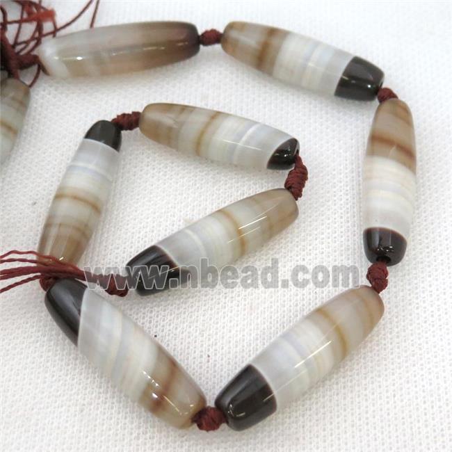 white Striped Agate rice beads