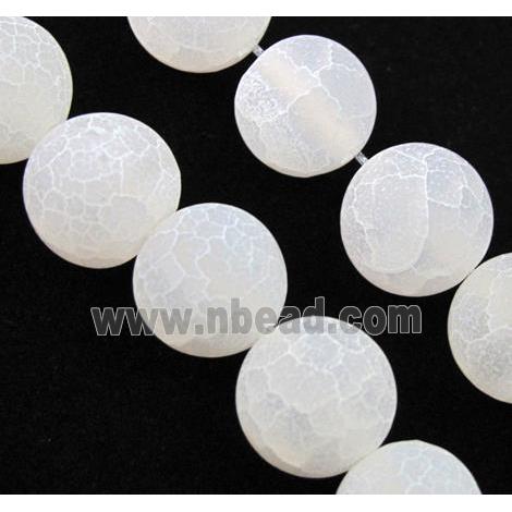 round white frosted Crackle Agate beads