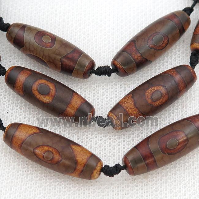 brown Tibetan Agate rice beads, eye