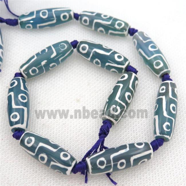 blue Tibetan Agate rice beads, evil eye