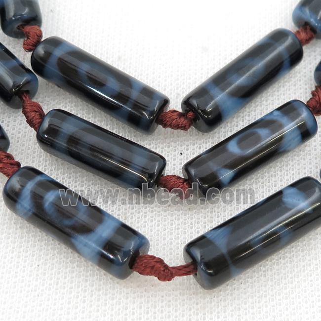 black Tibetan Agate tube beads, eye