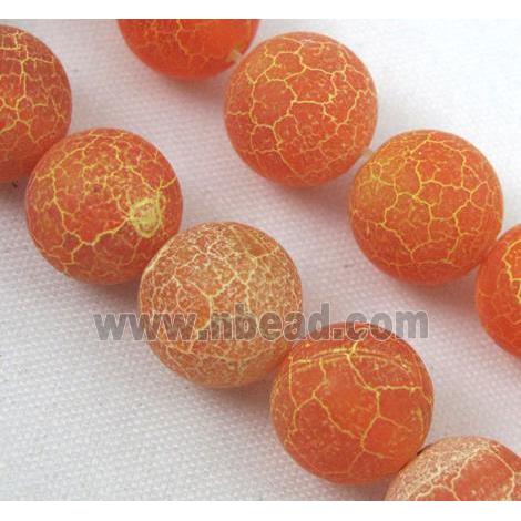round orange frosted Crackle Agate beads