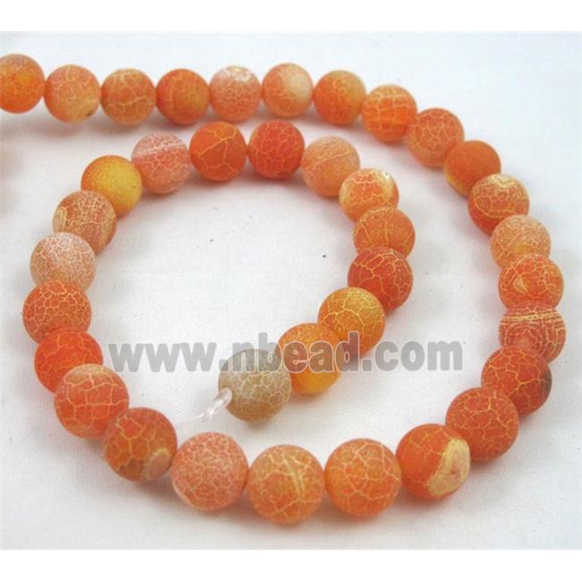 round orange frosted Crackle Agate beads