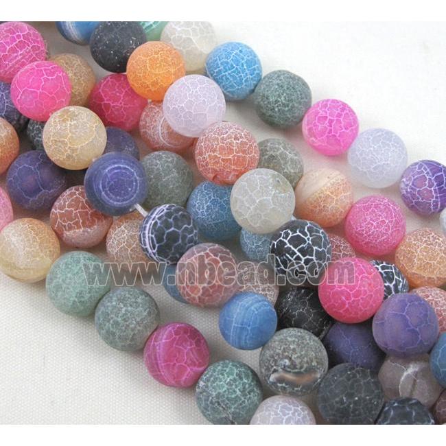 round frosted Crackle Agate beads, mix color