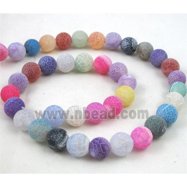 round frosted Crackle Agate beads, mix color
