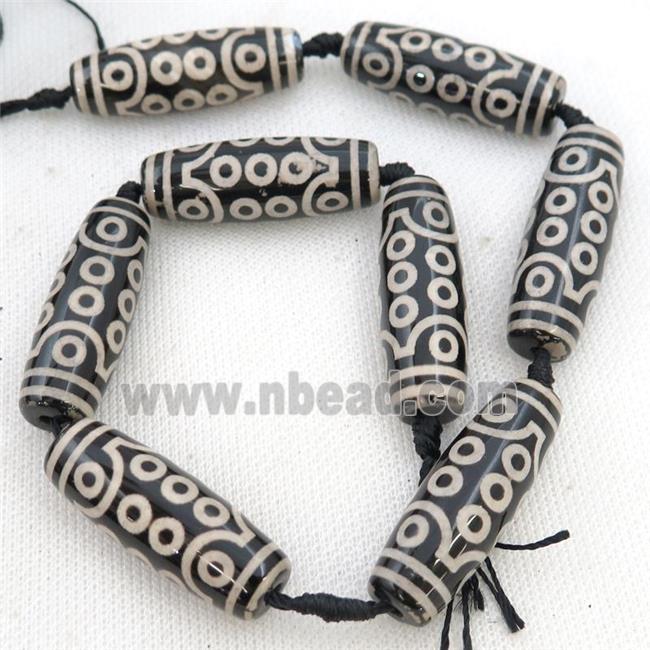 white black Tibetan Dzi Agate rice beads, 21eyes