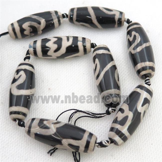 black Tibetan Agate rice beads