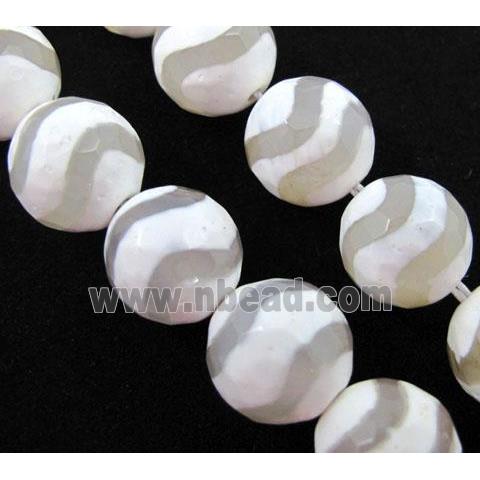 tibetan Agate Stone bead, faceted round, wave