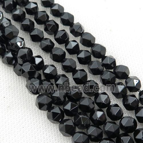 Black Onyx Agate Beads, Faceted Round