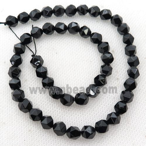 Black Onyx Agate Beads, Faceted Round