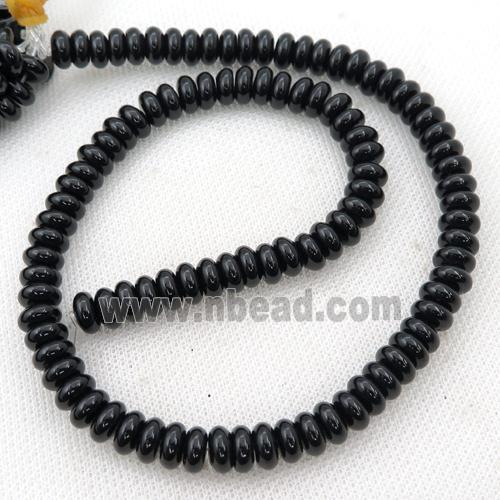 Black Onyx Agate Rondelle Beads