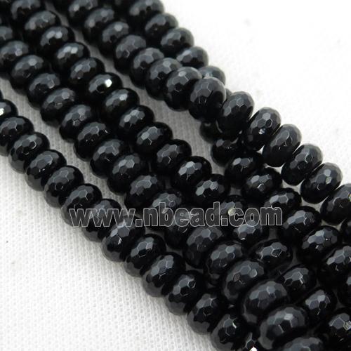 Black Onyx Agate Beads, Faceted Rondelle