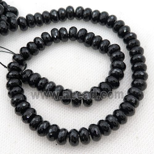 Black Onyx Agate Beads, Faceted Rondelle