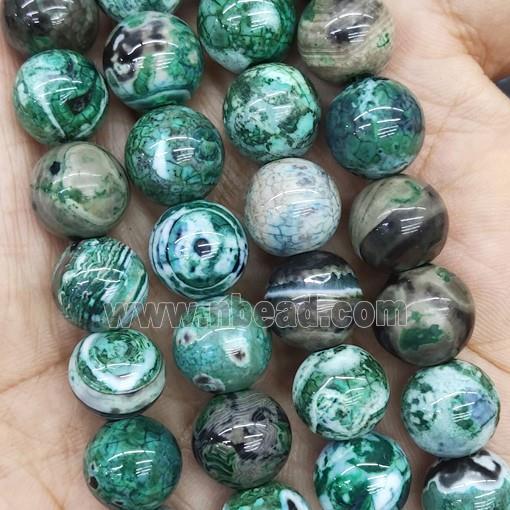Green Fire Agate Beads Smooth Round