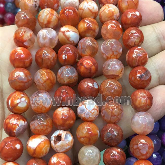 orange dragonVeins Agate Beads, faceted round
