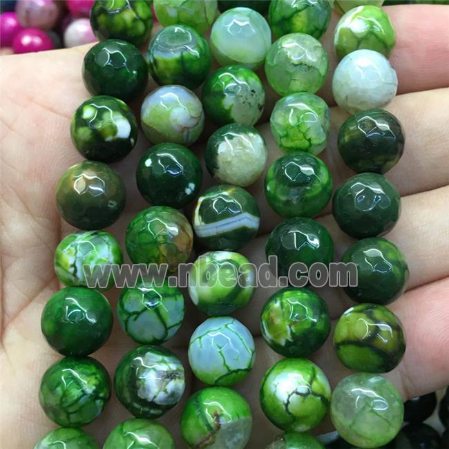green dragonVeins Agate Beads, faceted round