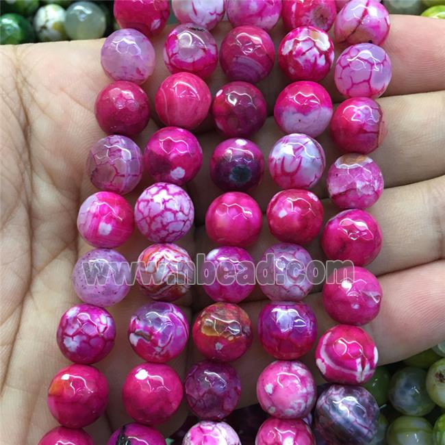 hotpink dragonVeins Agate Beads, faceted round