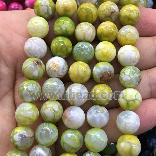 olive dragonVeins Agate Beads, faceted round