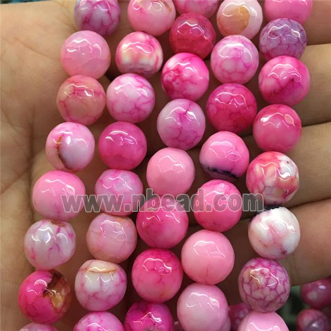 pink dragonVeins Agate Beads, faceted round