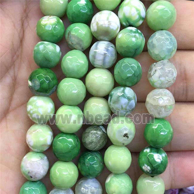 appleGreen dragonVeins Agate Beads, faceted round