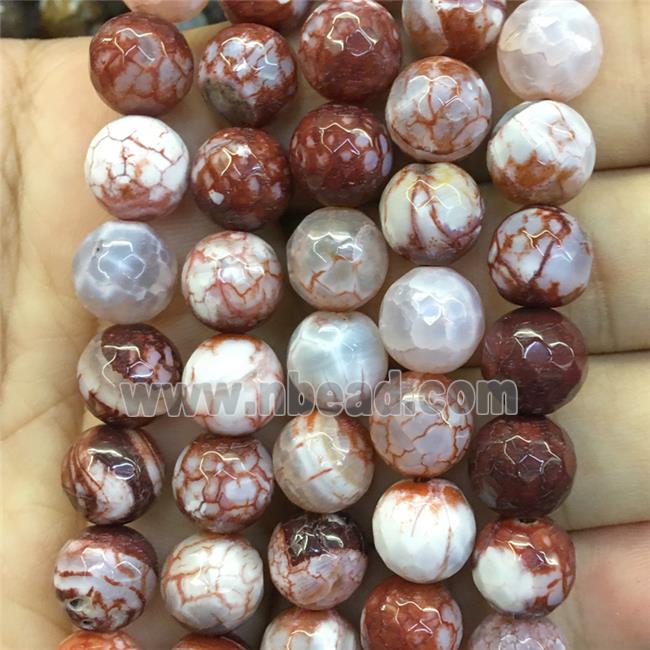 red dragonVeins Agate Beads, faceted round
