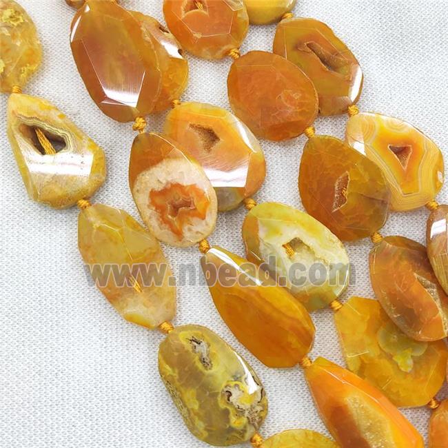 yellow Agate Geode Druzy Beads, freeform
