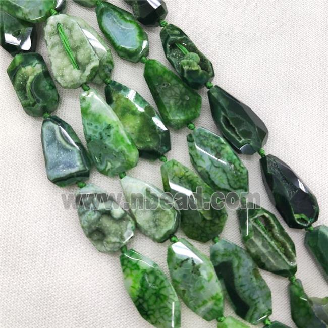green Agate Geode Druzy Beads, freeform