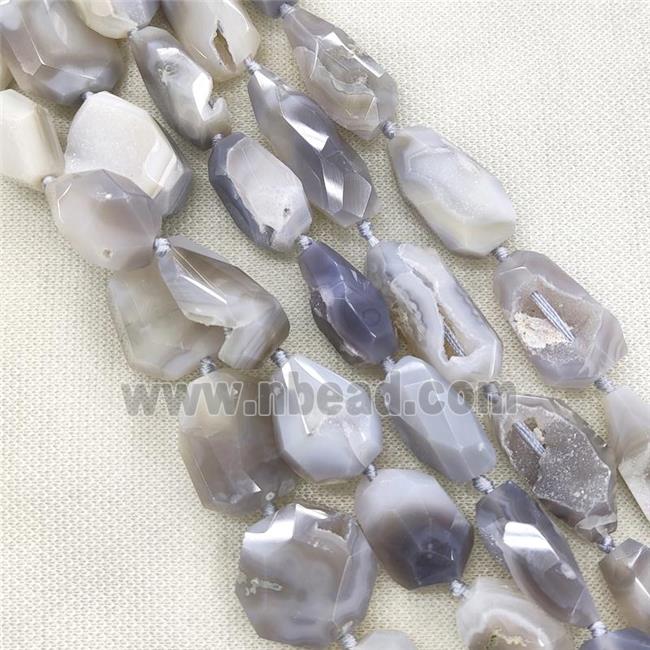 white Agate Geode Druzy Beads, freeform