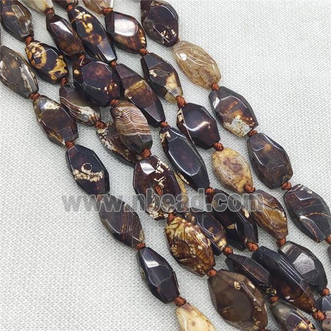coffee Veins Agate Beads, freeform