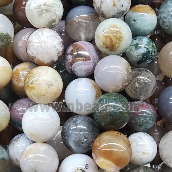 Natural Ocean Agate Beads, smooth round