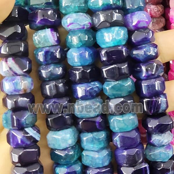 Natural Agate Beads Faceted Rondelle Multicolor Dye