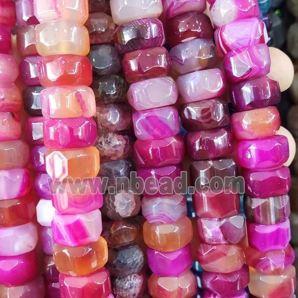 Hotpink Agate Beads Faceted Rondelle Dye