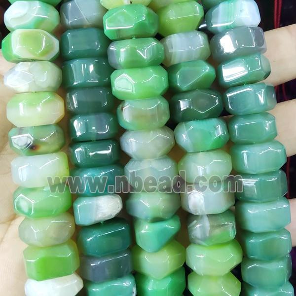 Green Agate Beads Faceted Rondelle Dye
