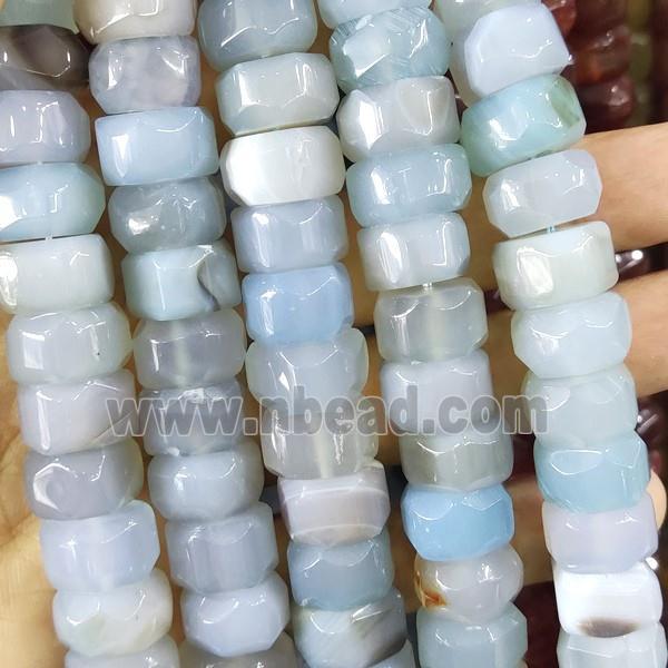 Ltblue Agate Beads Faceted Rondelle Dye