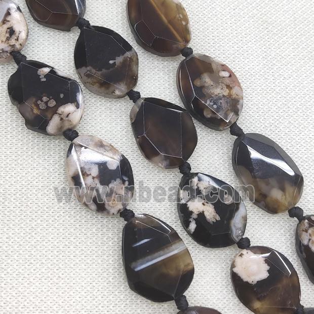 black Cherry Agate slice beads, faceted