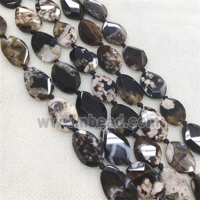 black Cherry Agate slice beads, faceted