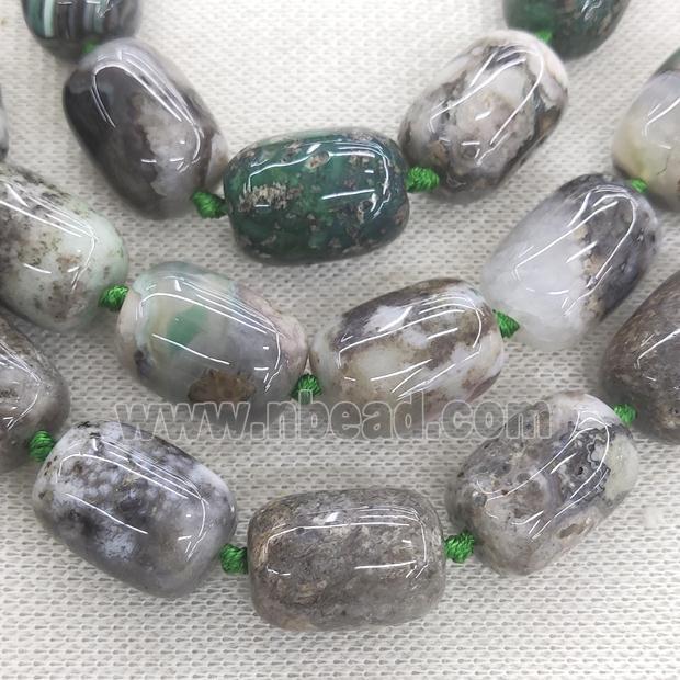 green Cherry Montana Agate barrel Beads