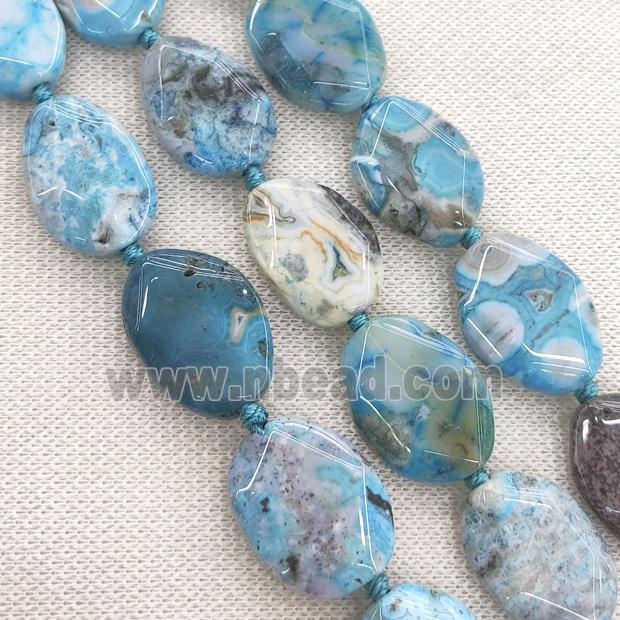 blue Ocean Agate slice beads, faceted