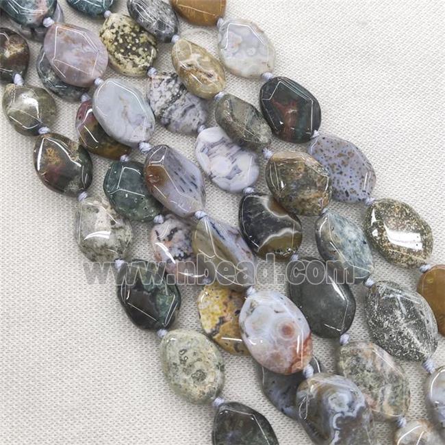 natural Ocean Agate slice beads, faceted