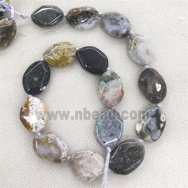 natural Ocean Agate slice beads, faceted