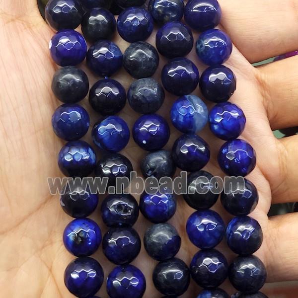 darkblue Agate Beads, faceted round, dye