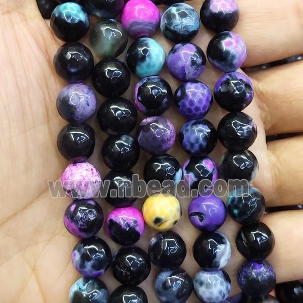faceted round black Agate Beads, dye