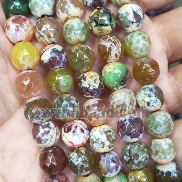 faceted round fire Agate Beads