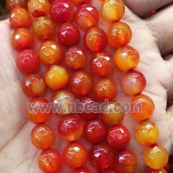 faceted round Agate Beads, red dye