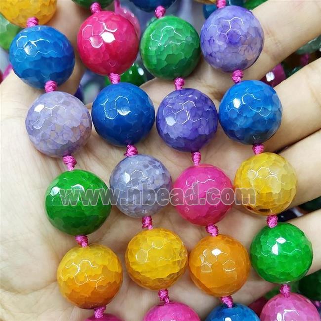 natural Agate Round Beads, faceted, multicolor dye