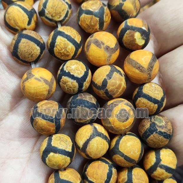 round Tibetan Agate beads, yellow, football