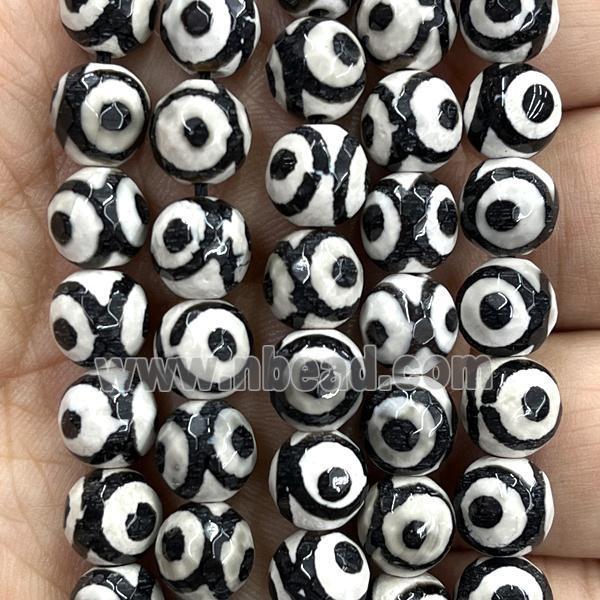 tibetan Agate beads, eye, faceted round