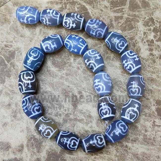Blue Tibetan Agate Barrel Beads