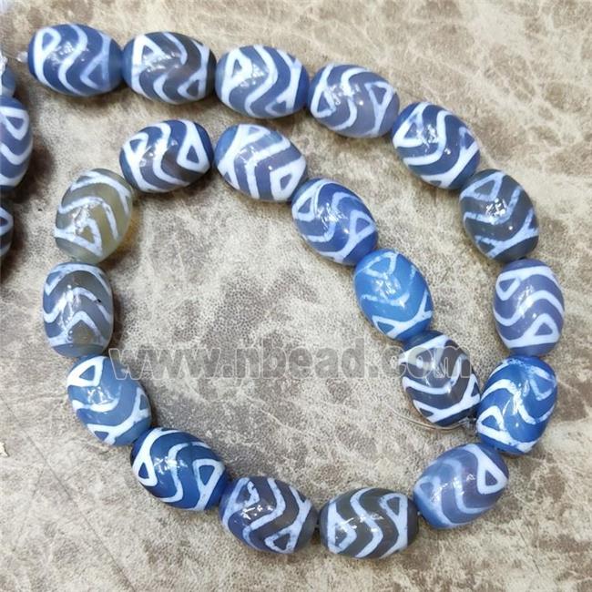 Blue Tibetan Agate Barrel Beads