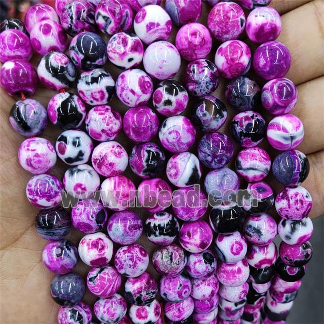 Hotpink Fire Agate Beads Round Smooth
